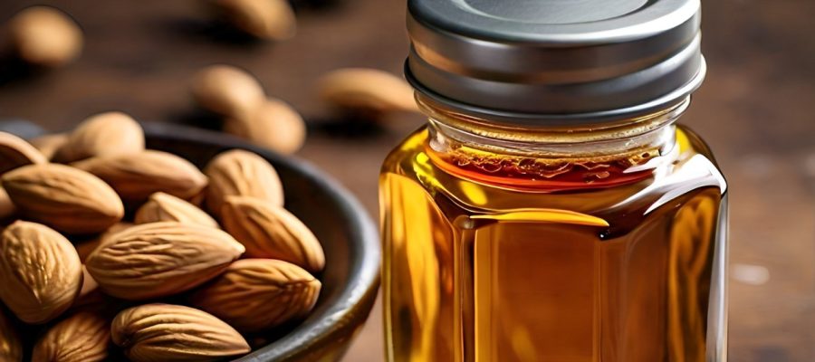 A bottled-sized almond oil.